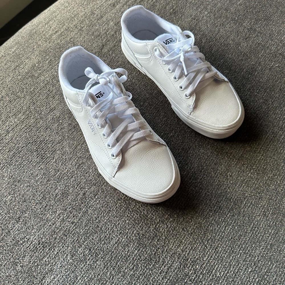 Vans Seldan White Leather Lace-Up Sneakers